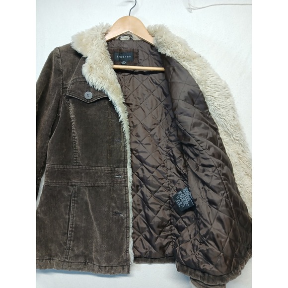 Vintage Braeton y2k corduroy brown jacket‎ Fur trim womens medium 90s - Picture 9 of 11